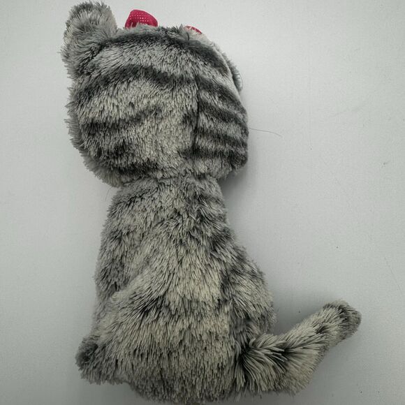 TY Beanie Boos KIKI GREY Gray STRIPED CAT Big Eyes Pink plush toy doll retired - Picture 2 of 6